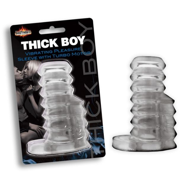 Picture of THICK BOY - VIBRATING PLEASURE SLEEVE - CLEAR