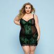 Picture of LACE TRIM SHEER SIDE CHEMISE - QS GREEN/BLACK