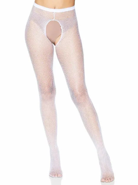 Picture of Leg Avenue - Crotchless Fishnet Pantyhose - O/S White