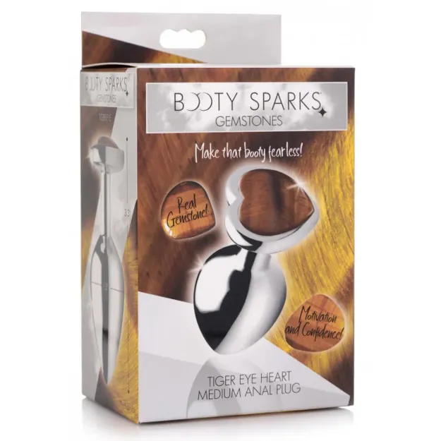 Picture of BOOTY SPARKS GEMSTONES Tiger Eye Heart Medium Anal Plug