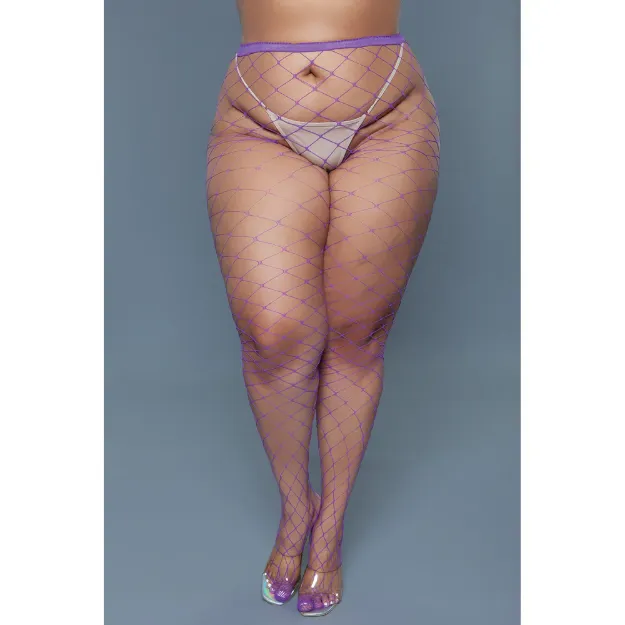 Picture of BE WICKED - OVERSIZED FISHNET PANTYHOSE - Purple Q/S