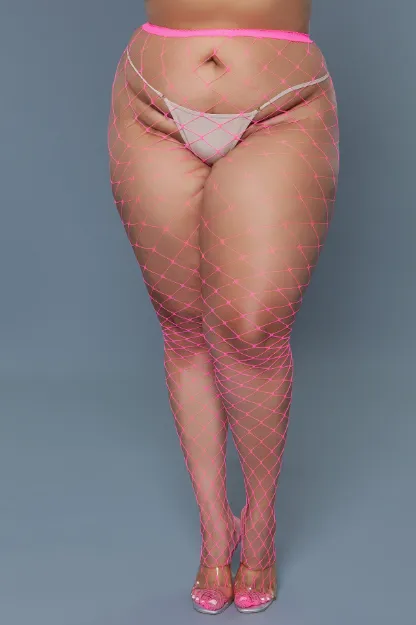 Picture of BE WICKED - OVERSIZED FISHNET PANTYHOSE - PINK Q/S