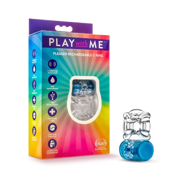 Picture of PLAY WITH ME - RECHARGEABLE VIBRATING PENIS RING BLUE
