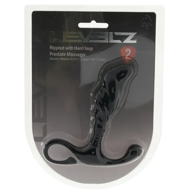 Picture of LEVELZ - Rippled with Hard Loop Silicone Prostate Massager - L - Black