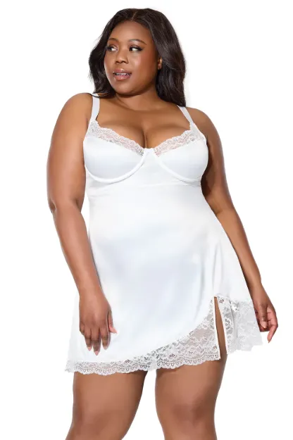 Picture of COQUETTE SATIN CHEMISE WHITE - 3XL/4XL