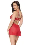 Picture of Coquette Flowy Strappy Babydoll & G- String Red - Small