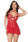 Picture of Coquette Flowy Strappy Babydoll & G- String Red - Small