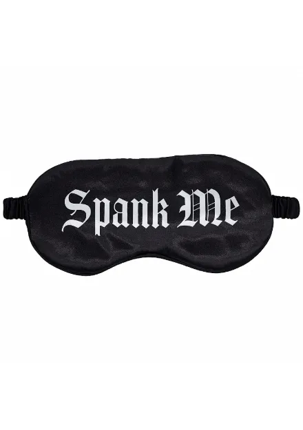 Picture of OUCH! BLACK SATIN PRINTED MASK - SPANK ME