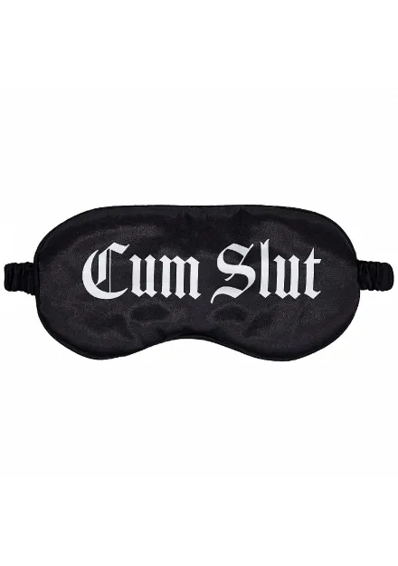 Picture of OUCH! BLACK SATIN PRINTED MASK - CUM SLUT