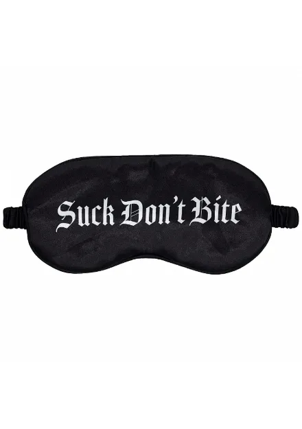 Picture of OUCH! BLACK SATIN PRINTED MASK - SUCK DON'T BITE