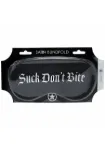 Picture of OUCH! BLACK SATIN PRINTED MASK - SUCK DON'T BITE