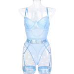 Picture of SIMPLY SEDUCTIVE – TEDDY SHEER WITH 3 BANDS & GARTERS BABY BLUE