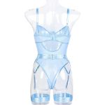 Picture of SIMPLY SEDUCTIVE – TEDDY SHEER WITH 3 BANDS & GARTERS BABY BLUE