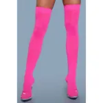 Picture of BE- WICKED - OPAQUE NYLON THIGH HIGHS - HOT PINK