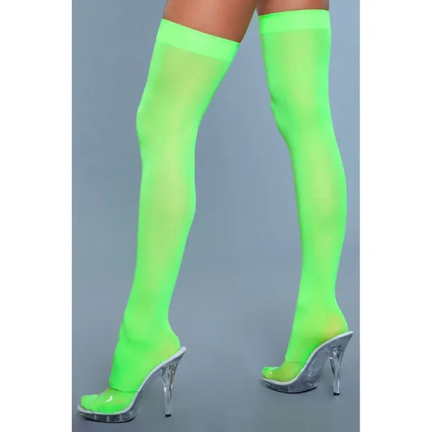 Picture of BE - WICKED - OPAQUE NYLON THIGH HIGHS - NEON GREEN