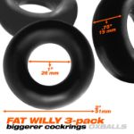 Picture of OXBALLS - FAT WILLY 3 PACK JUMBO COCKRINGS - BLUE